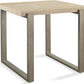 Ariela Natural Travertine End Table with Bronze Metal Base