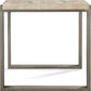 Ariela Natural Travertine End Table with Bronze Metal Base
