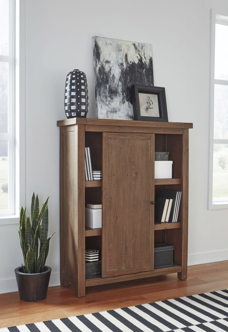Autumn Sliding Door Bookcase in Flint Oak