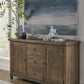 Autumn Solid Wood Three Drawer Two Door Sideboard in Flint Oak