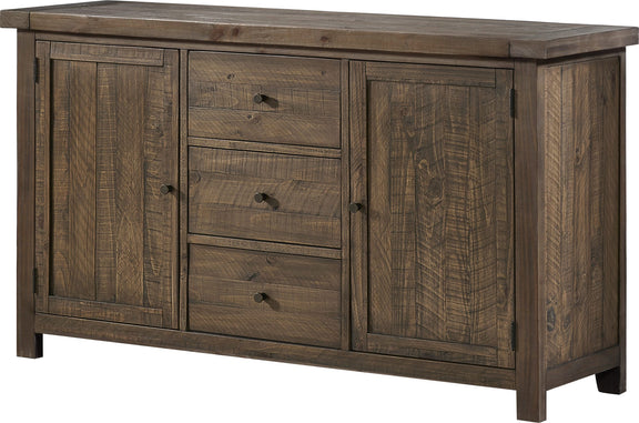 Autumn Solid Wood Three Drawer Two Door Sideboard in Flint Oak