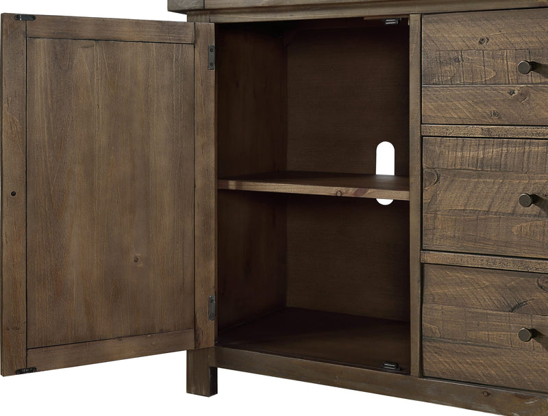 Autumn Solid Wood Three Drawer Two Door Sideboard in Flint Oak
