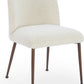 Avery Upholstered Dining Chair in Ricotta Boucle and Bronze Metal