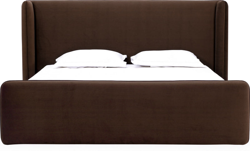 Bacall Full-size Velvet Upholstered Wingback Platform Bed in Cola (2026)
