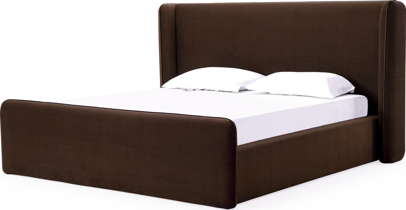 Bacall King-size Velvet Upholstered Wingback Platform Bed in Cola (2026)