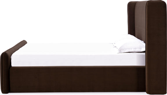 Bacall Queen-size Velvet Upholstered Wingback Platform Bed in Cola (2026)