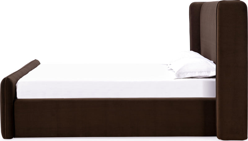 Bacall California King-size Velvet Upholstered Wingback Platform Bed in Cola (2026)
