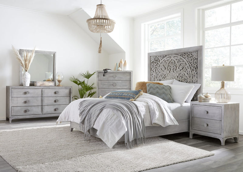 Boho Chic Queen-Size Bed in Washed White