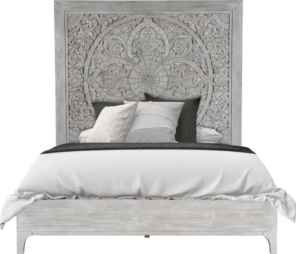 Boho Chic Queen-Size Bed in Washed White