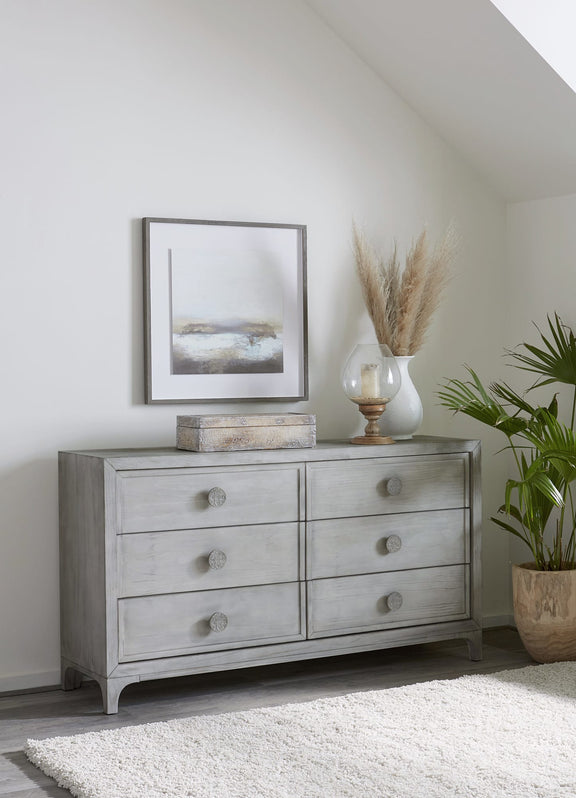 Boho Chic Six-Drawer Dresser in Washed White (2024)