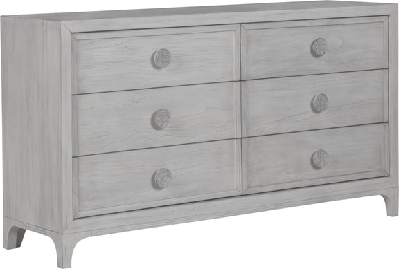 Boho Chic Six-Drawer Dresser in Washed White (2024)