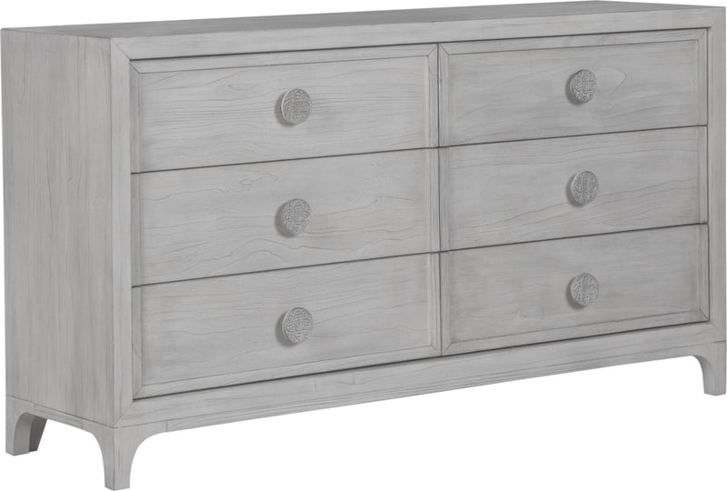 Boho Chic Six-Drawer Dresser in Washed White (2024)