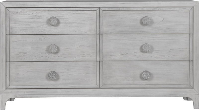 Boho Chic Six-Drawer Dresser in Washed White (2024)