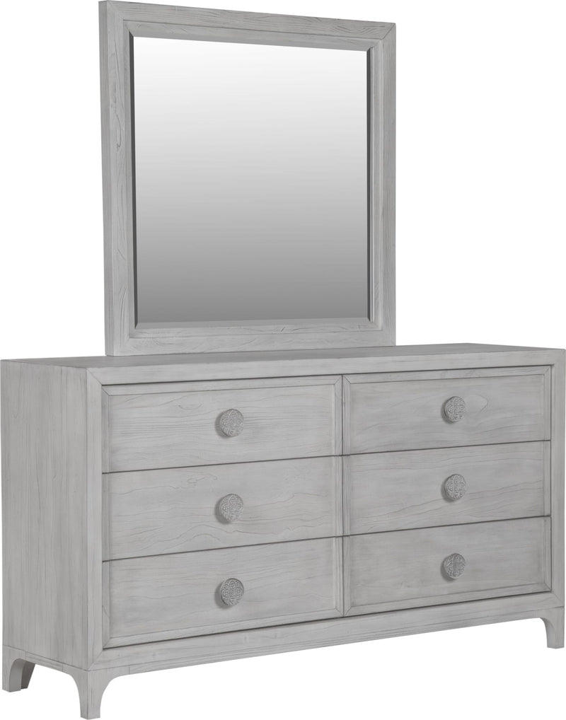 Boho Chic Six-Drawer Dresser in Washed White (2024)