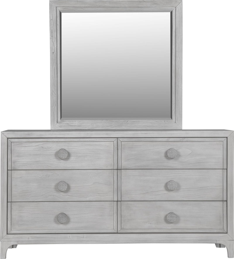 Boho Chic Six-Drawer Dresser in Washed White (2024)