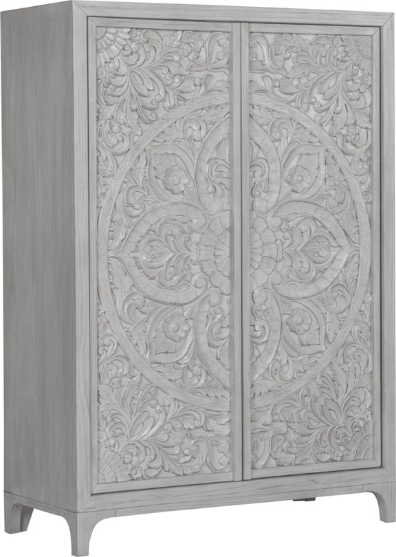 Boho Chic Wardrobe Chest in Washed White (2024)