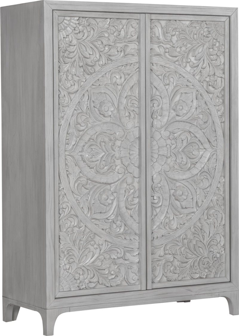 Boho Chic Wardrobe Chest in Washed White (2024)