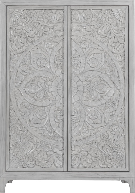 Boho Chic Wardrobe Chest in Washed White (2024)