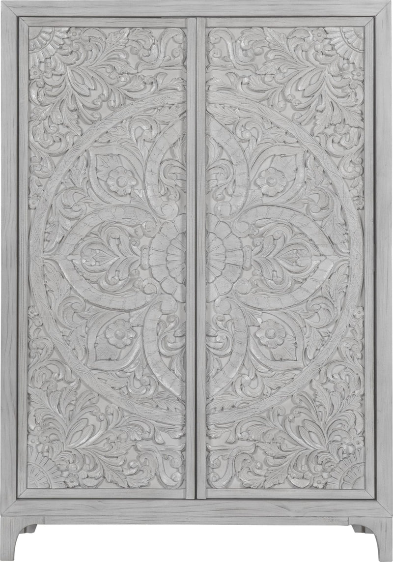 Boho Chic Wardrobe Chest in Washed White (2024)
