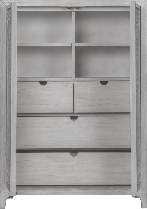 Boho Chic Wardrobe Chest in Washed White (2024)