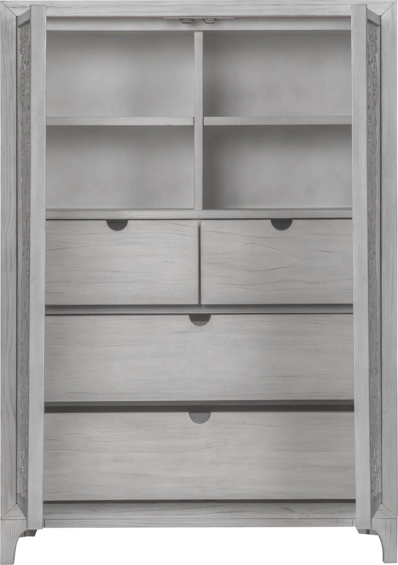 Boho Chic Wardrobe Chest in Washed White (2024)