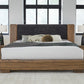 Boka Full-size Chenille Upholstered Acacia Wood Platform Bed in Black and Impala