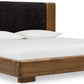 Boka California King-Size Chenille Upholstered Platform Bed in Black and Impala