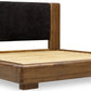 Boka Full-size Chenille Upholstered Acacia Wood Platform Bed in Black and Impala