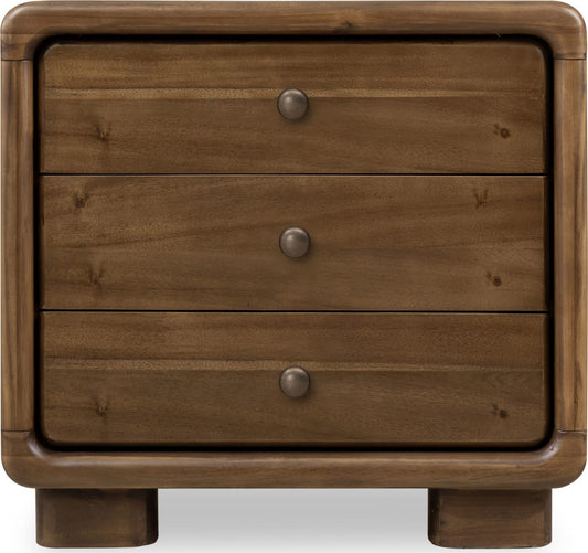 Boka Three Drawer Acacia Wood Nightstand in Impala