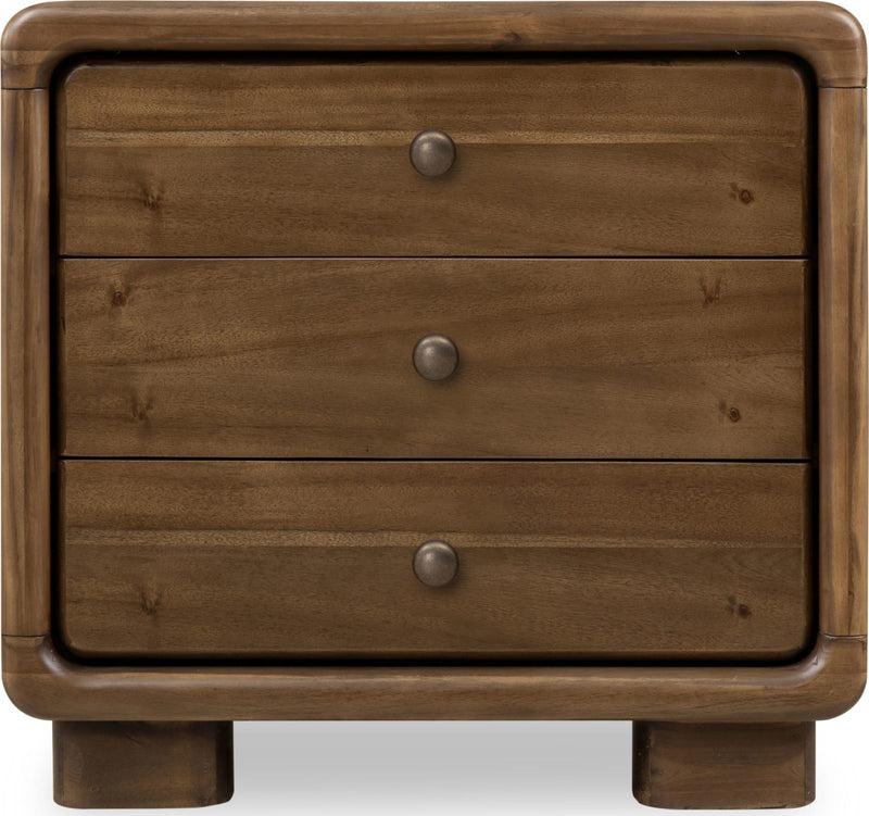 Boka Three Drawer Acacia Wood Nightstand in Impala