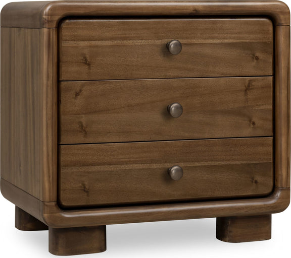 Boka Three Drawer Acacia Wood Nightstand in Impala