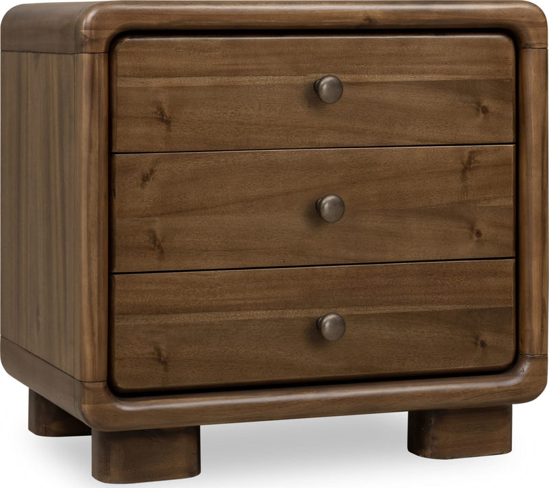 Boka Three Drawer Acacia Wood Nightstand in Impala