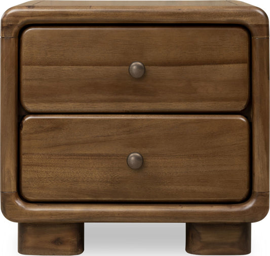Boka Two Drawer Acacia Wood Nightstand in Impala