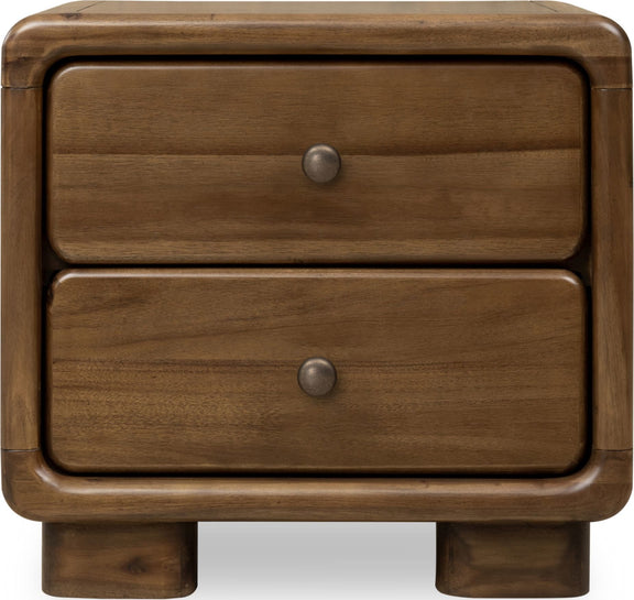 Boka Two Drawer Acacia Wood Nightstand in Impala
