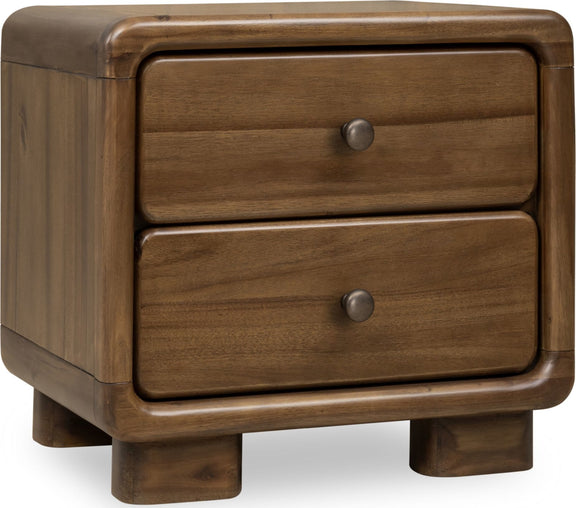 Boka Two Drawer Acacia Wood Nightstand in Impala