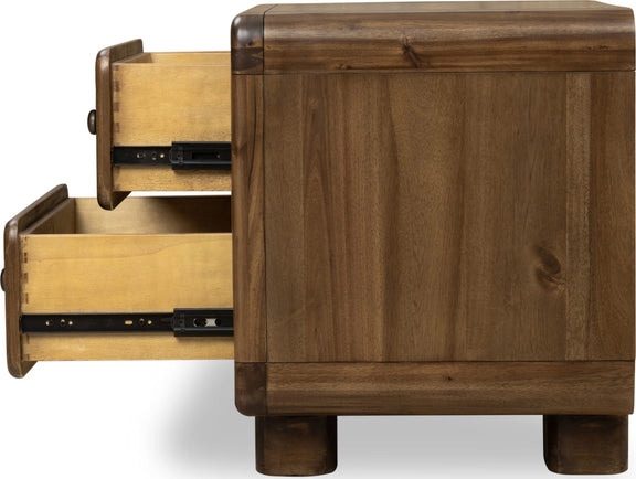 Boka Two Drawer Acacia Wood Nightstand in Impala