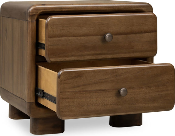 Boka Two Drawer Acacia Wood Nightstand in Impala