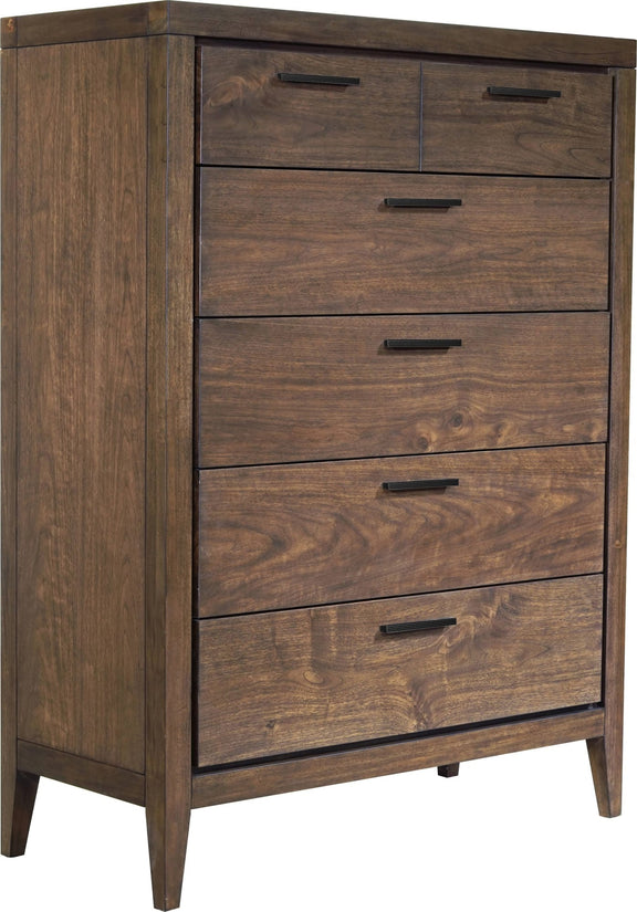 Boracay Five Drawer Walnut Chest in Wild Oats Brown (2024)