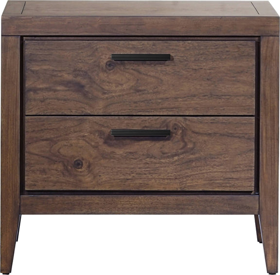 Boracay Two Drawer USB Charging Nightstand in Wild Oats Brown