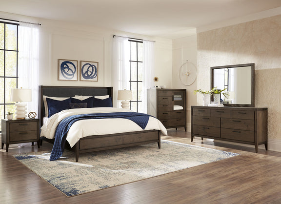 Boracay King-size Upholstered Wingback Storage Bed in Wild Oats Brown