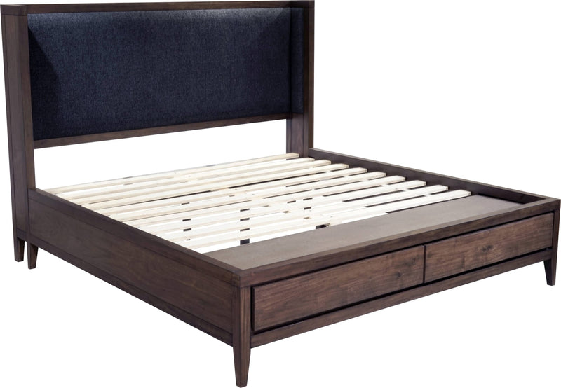 Boracay King-size Upholstered Wingback Storage Bed in Wild Oats Brown
