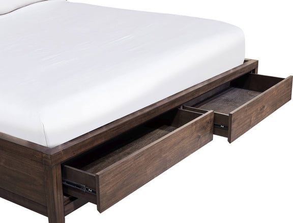 Boracay California King-size Upholstered Wingback Storage Bed in Wild Oats Brown