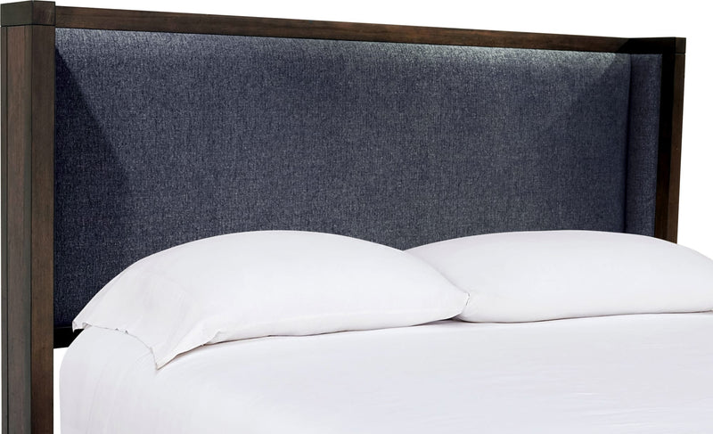 Boracay Queen-size Upholstered Wingback Storage Bed in Wild Oats Brown