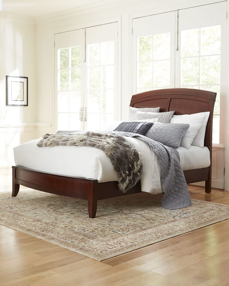 Brighton Queen Size Low Profile Sleigh Bed in Cinnamon