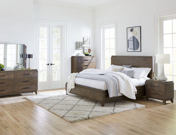 Broderick Panel Bed in Wild Oats Brown
