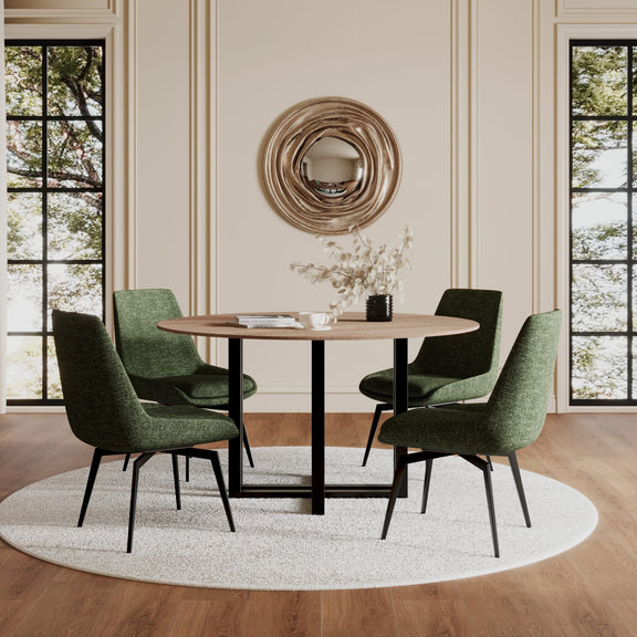 CEO 180 Degree Return Swivel Upholstered Dining Chair in Olive