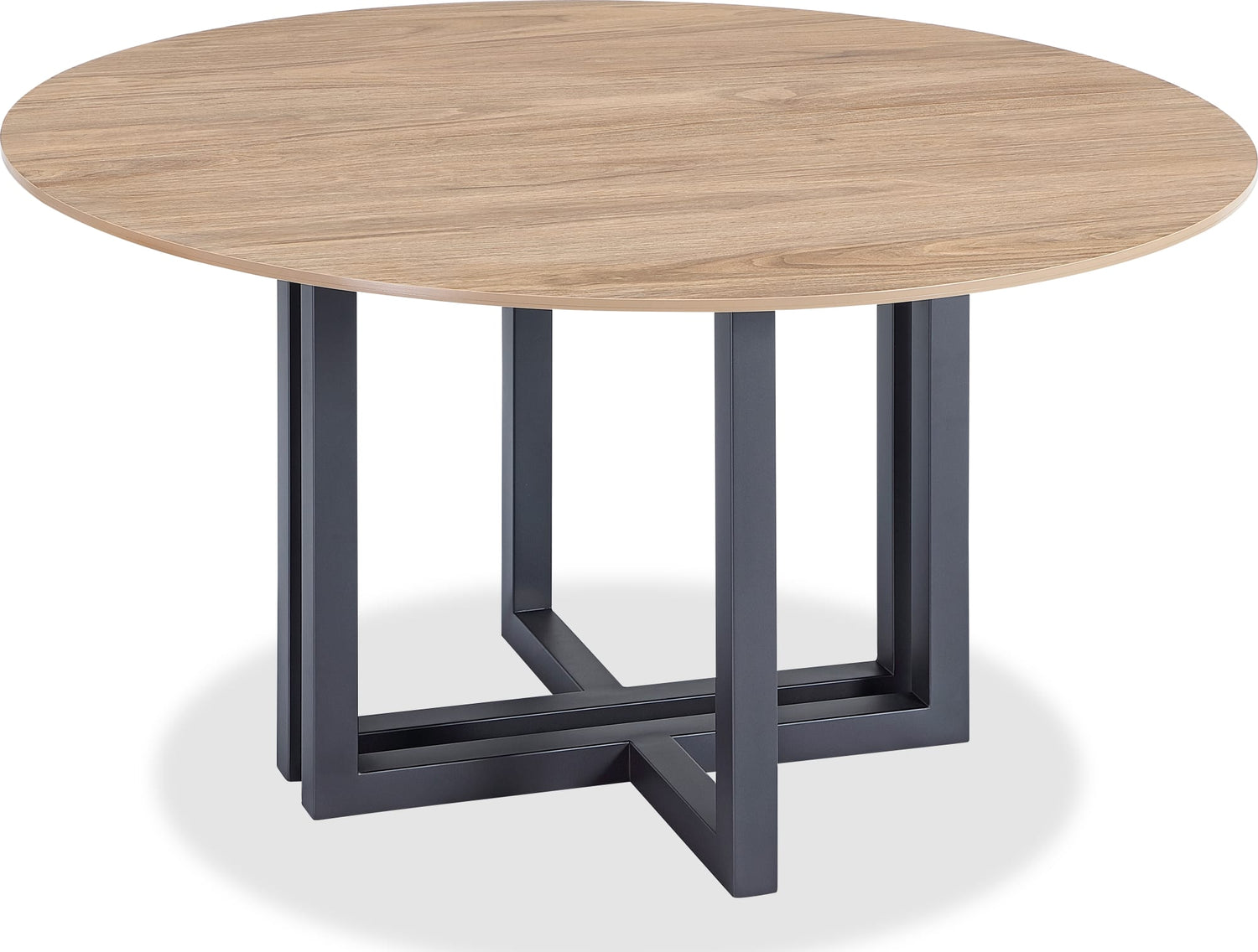 CEO Wood Pattern Round Sintered Stone Dining Table in Gunmetal and Washed Oak