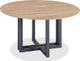 CEO Wood Pattern Round Sintered Stone Dining Table in Gunmetal and Washed Oak
