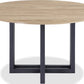CEO Wood Pattern Round Sintered Stone Dining Table in Gunmetal and Washed Oak