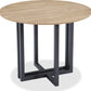 CEO Wood Pattern Round Sintered Stone Dining Table in Gunmetal and Washed Oak